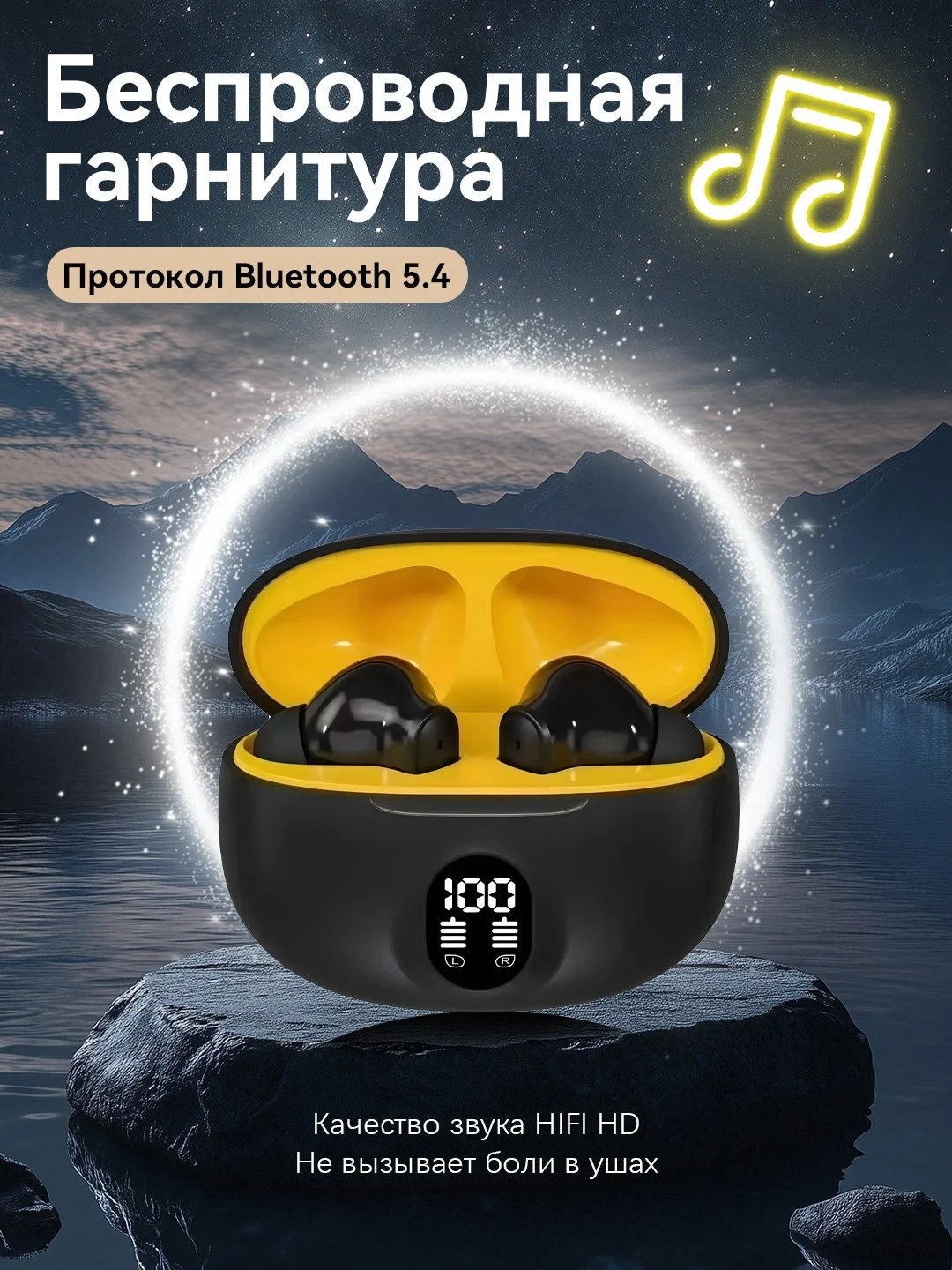 Raqamli displeyli simsiz quloqchinlar, pods 895B, iPhone va Android uchun mos